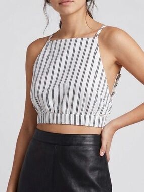 Obey White Black Striped Cropped Tank size M